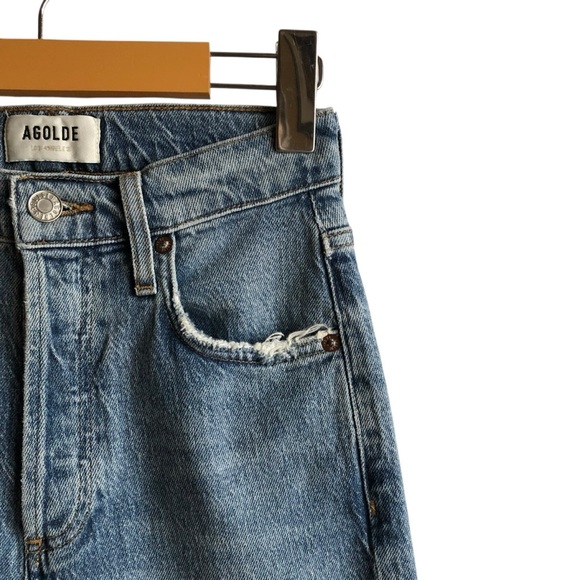 Agolde Freya High Rise Slim Blue Jeans Size 23 Quiver Med-Light Wash NWT NEW - Picture 7 of 16